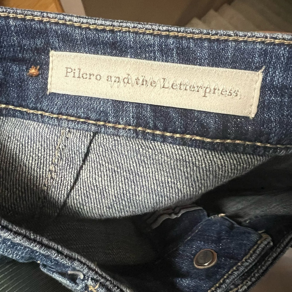 Pilcro Dark Blue Cropped Wide-Leg Jeans - Picture 8 of 8